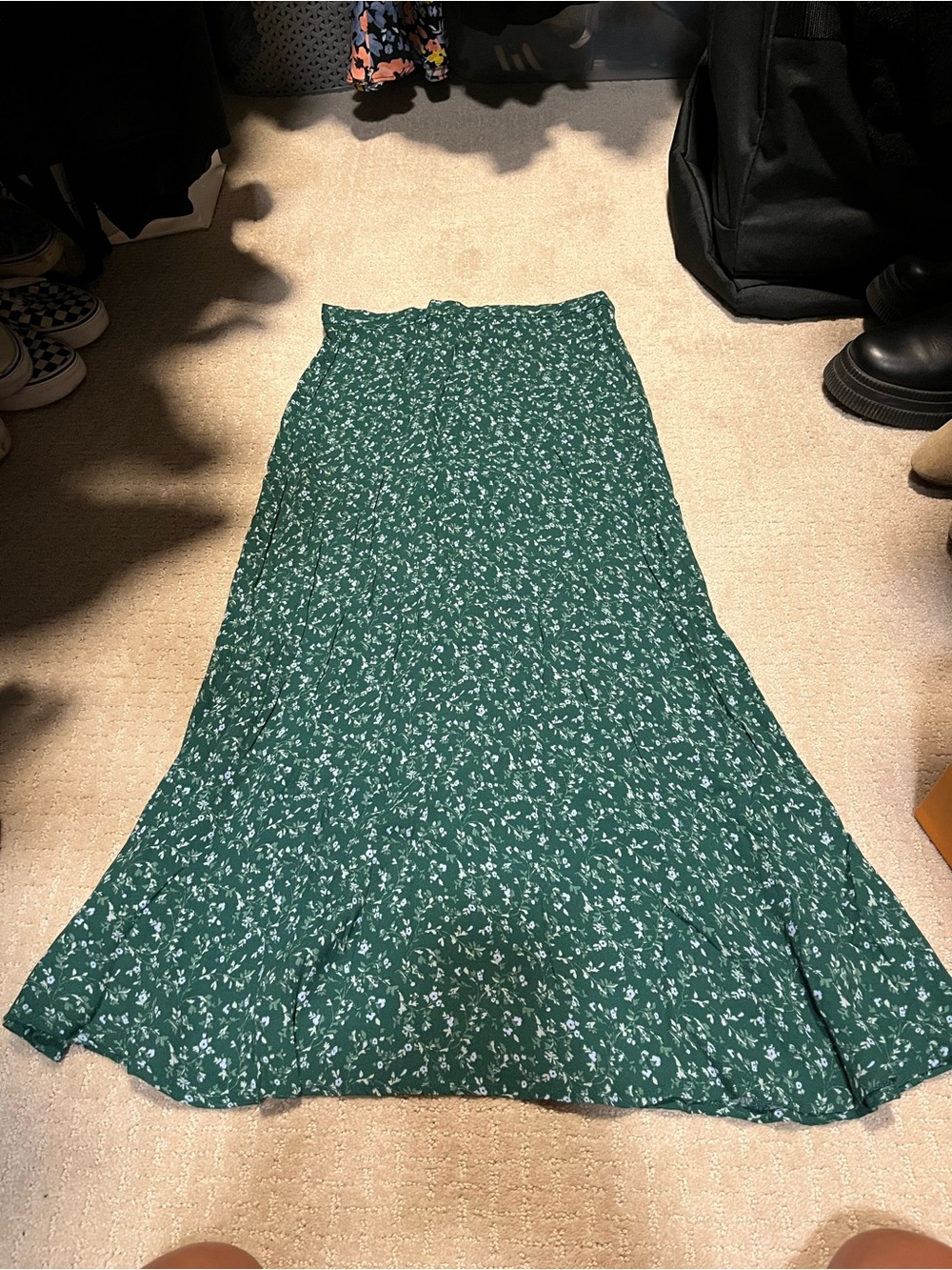 Reformation Green Floral Maxi/Midi Skirt 4